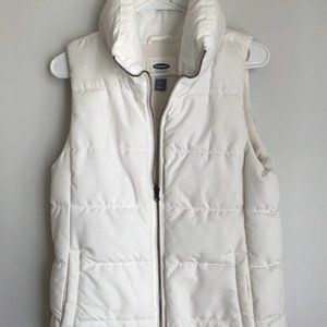 Old Navy White Puffer Vest Medium
